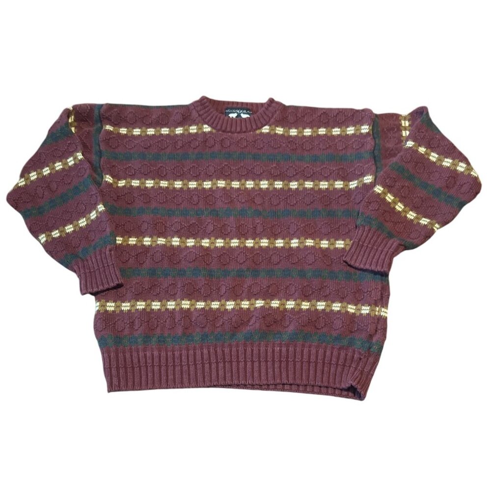 Vintage Woods & Gray‎ Sweater M Extra Large Multicolor Knit Grandpa Cosby 90s